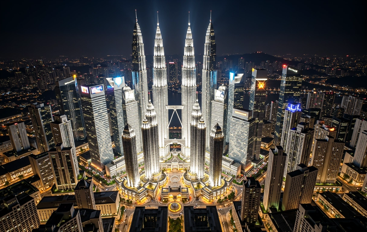 Kuala Lumpur urban topography at night
